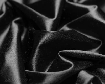 Black 4 Way Stretch Silky Satin Fabric By Yard Thick Satin - Image 1 of 4
