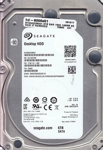 ST6000DM001 p/n: 1YW11C-300 s/n: ZA1 fw: DN02 TK Aug  2016 6TB SATA 3.5"  A6-17 - Picture 1 of 3