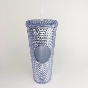 NEW STARBUCKS 2019 Venti Bling Platinum  Studded Cold Cup Tumbler WINTER HOLIDAY - Picture 1 of 3