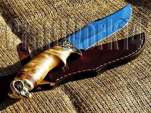 UNIQUE CUSTOM HANDMADE KNIFE RUSSIAN MAPLE * HUNTING ARGALI * + LEATHER SHEATH