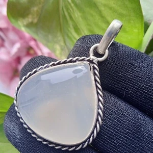 Chalcedony Gemstone 1Pcs 925 Silver Plated Handmade Minimalist Pendant Jewelry ~ - Picture 1 of 4