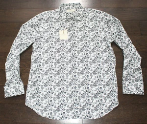 New HAGEN Men's 18.5 36/37 2XL Button Shirt PAISLEY Black White FRENCH CUFF - Picture 1 of 7