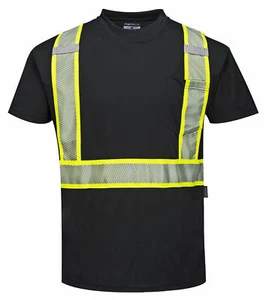 Portwest S396 Iona Short Sleeve Safety Work T Shirt with HiVis Reflective Tape - Picture 1 of 3