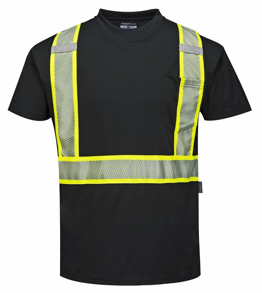 Portwest S396 Iona Short Sleeve Safety Work  T Shirt  with HiVis Reflective Tape - Image 1 of 3