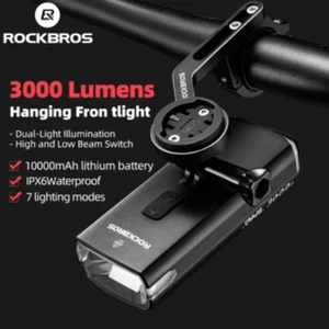 ROCKBROS 3000LM Bicycle Front Light 10000mAh Cycling Light High Bright Bike Lamp - Picture 1 of 17