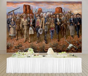 WILD WEST western theme Cowboy Indian Birthday Scene Setter mural BACKDROP 5'x3' - Picture 1 of 2