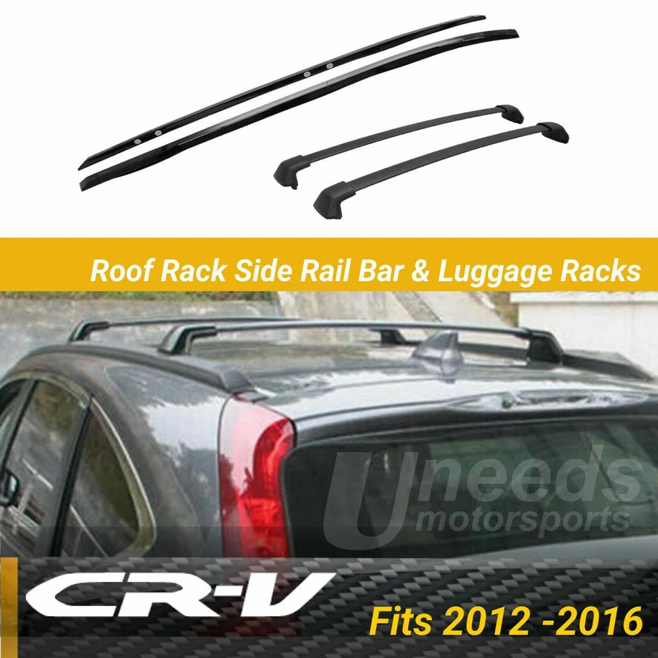 Ajuste Honda CRV CR-V 2012-2016 Preto Parafuso no Rack de Teto Trilho Lateral Barra Barra Transversal Conjunto - Imagem 1 de 4