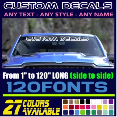 Vinilo calcomanía adhesiva para PARABRISAS hecha a medida para automóvil, camión, autocaravana cualquier texto (12 Foto 1 de 4