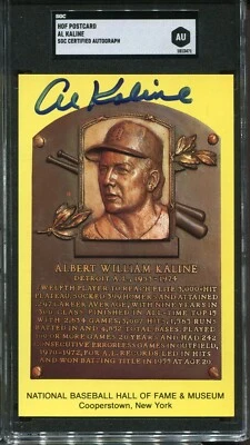 Al Kaline Detroit Tigers — золотая табличка Зала славы открытка — подлинный автограф SGC - Изображение 1 из 2