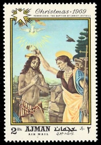 AJMAN 494 - ""Taufe Christi"" von Verrocchio (Pb68089) - Bild 1 von 1