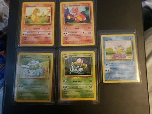 Charmeleon, Charmander, Squirtle, Ivysaur, Bulbasaur. Base Set. Pokemon.  - Picture 1 of 12
