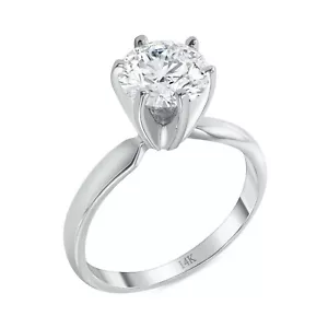 2/3 Ct Round F/VS Lab Grown Diamond Solitaire Engagement Ring 14K White Gold - Picture 1 of 3