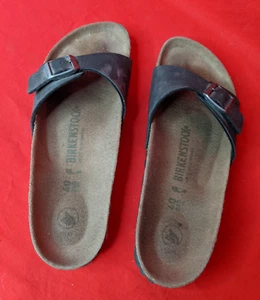 Birkenstock Madrid Herren Gr. 40 Schwarz Einzelriemchen Slipper Pantoletten Sandalen - Bild 1 von 4