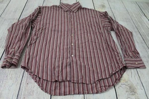 Martin Gordon Red Grey Striped Button-Up Long Sleeve Collared Shirt Men's XL - Picture 1 of 4