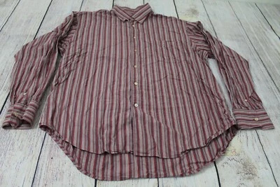 Martin Gordon Red Grey Striped Button-Up Long Sleeve Collared Shirt Men's XL - Image 1 of 4