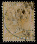 Ceylon Qv Sg135, 8C Orange-Yellow, Used. Cat £55. Perf 14 X 12½