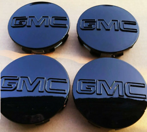 GMC BLACK CENTER CAP Yukon Denali Sierra 3.25" 83mm 18 20 22 Wheel 9595759 4pc