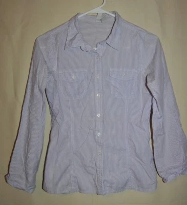 Camisa para niña OLD NAVY púrpura blanco a rayas con botones talla XL Foto 1 de 4