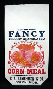 C A Lamberson & Co Adv 5# borsa per farina di mais giallo fantasia Colon Mich vecchio magazzino - Foto 1 di 2
