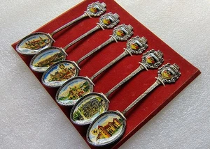 Juego de cucharas de recuerdo vintage - Alemania (6 piezas, plateadas, 12,5 cm) - Imagen 1 de 4