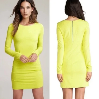 Lily Aldridge For Velvet Size Medium Long Sleeve Bodycon Mini Dress Green - Image 1 of 4