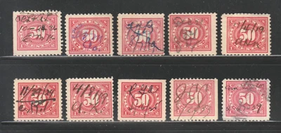 Scott # R238, Used, 50¢ Documentary, Better Manuscript Cancels, 10 Different - Image 1 of 2