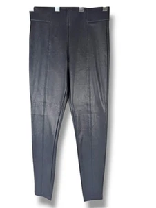 M&S Faux Leather Leggings Navy Stretch Skinny Size UK 10 - Picture 1 of 7