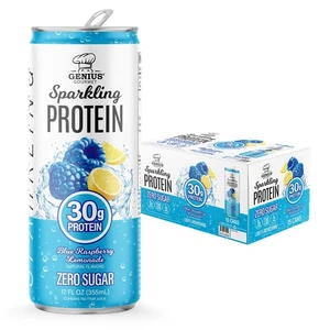 Genius Gourmet Sparkling 30g Protein, Blue Raspberry Lemonade, 12 Fl Oz (15 Ct) - Bild 1 von 5