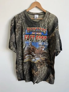 VTG 90s Camo Hunting T Shirt Deer Short Sleeve Made USA Mens XL Realtre BuckWear - Picture 1 of 5