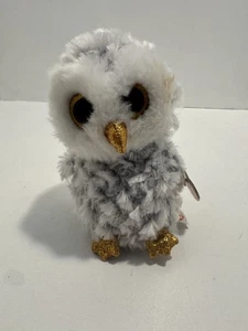 TY Beanie Grey Owl Soft Stuffed Plush Toy 6" Animal Bird Teddy Bear Owlette - Picture 1 of 9