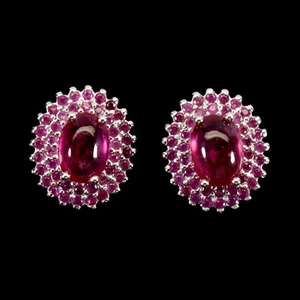 925 Sterling Silver Earrings Oval Ruby 7x5mm Natural Gemstone Jewelry - Picture 1 of 14