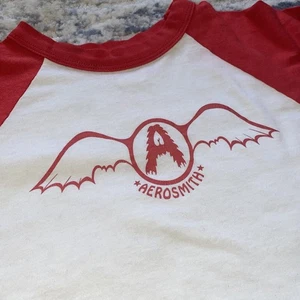 Vintage Y2K Aerosmith Red & White 70s Logo Raglan 50/50 Shirt Men's Large Rare - Picture 1 of 8