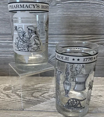 Juego de 2 vasos bicentenarios Libbey Pharmacy’s Historic Role ver descripción Foto 1 de 4