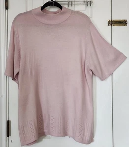 Sag Harbor Womans Blush Pink Short Sleeve Popover Sweater Size 1X  - Picture 1 of 5