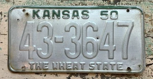 Old 50 KS. Antique Rat Rod Vintage 1950 Kansas Automobile license Plate 43-3647 - Picture 1 of 1