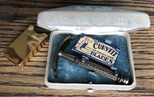 Antikes Vintage Damen Schmuck CURVFIT Rasiermesser mit Etui und leerer Klingenbox - Bild 1 von 14
