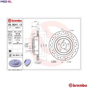 2x BRAKE DISC 09.B041.1X FOR SUBARU OUTBACK LEGACY/IV/Station/Wagon LIBERTY 2.5L - Picture 1 of 10
