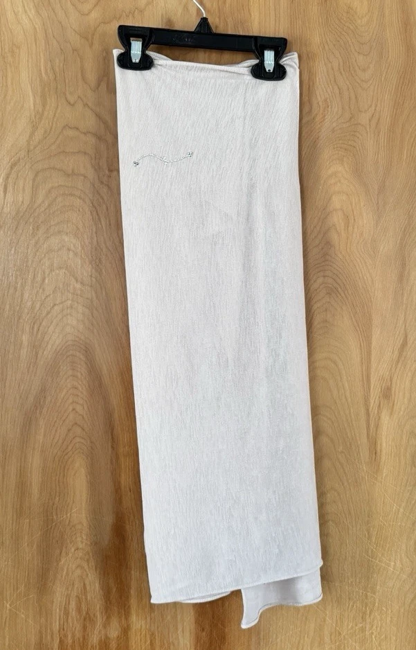 Indian Sari Beige Embellished Beaded Fabric Light Knit NEW - Image 1 of 3