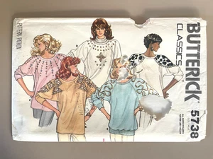 Top patrón Butterick Misses años 80 5738 talla S-XL sin cortar - Imagen 1 de 3