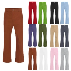 Men Flared Trousers Props Pants Concert Bell-Bottomed Disco Pockets Retro Show - Picture 1 of 48