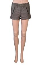 RAG & BONE Taupe Lamb Leather Zip Pockets Shorts in Charcoal Sz 24