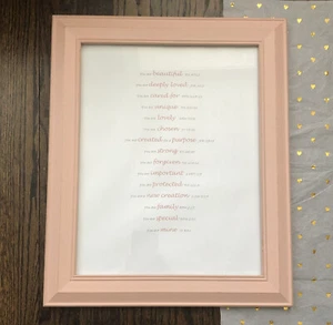 women scripture framed wall art you are beautiful verses pink white 17 x 14 inch - Picture 1 of 4
