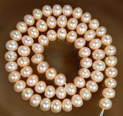 Pretty 7-8MM Natural Pink Akoya Freshwater Cultured Pearl Loose Beads 15 Inches • 8.99€