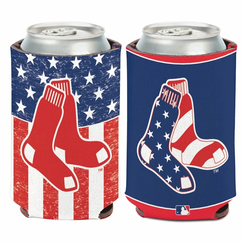 BOSTON RED SOX RED WHITE AND BLUE PATRIOTIC SOFT FOAM CAN COOZIE KOOZIE COOLER Cover