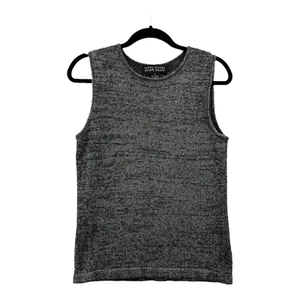 Linda Allard Ellen Tracy Damen Strick Tank Top grau weiß meliert Rundhals M - Bild 1 von 5