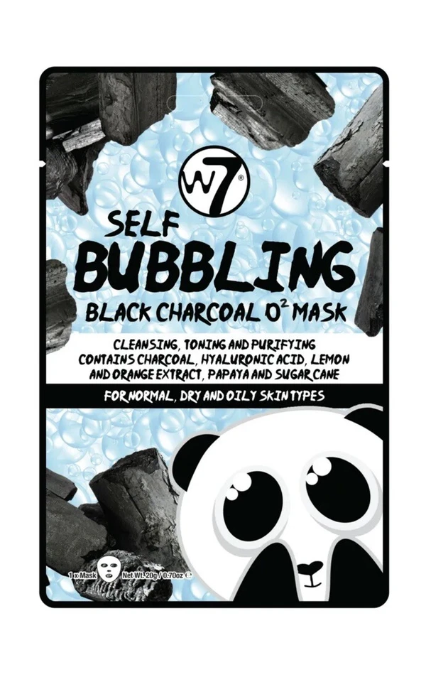 W7 COSMETICS Self-Bubbling Black Charcoal O2 Face Mask-Cleansing Toning Purify - Image 1 of 1