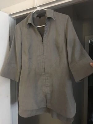 Blusa Hilton Hollis Cremallera Gris Imitación Gamuza Camisa Chaqueta Asimétrica Talla XS Foto 1 de 4