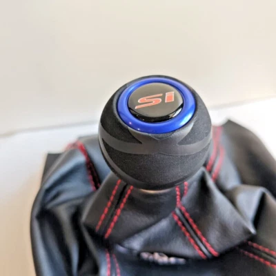 PERILLA DE CAMBIO DE CUERO AZUL SI Alcantara para HONDA CIVIC MK8 MK9 MKX ACUERDO RS Foto 1 de 4