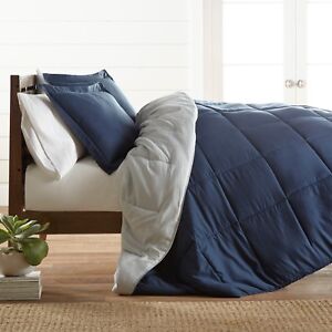 Kaycie Gray Fashion 3PC Reversible Comforter Set - All Season Easy Care Down Alt