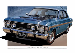 Ford XW GT Falcon - Classic 1970 XW GTHO Ford Car Drawings ( 9 Colours ) - Picture 1 of 13